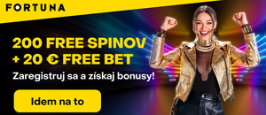 Získajte free bet 20 € a 200 free spinov za registráciu vo Fortune.