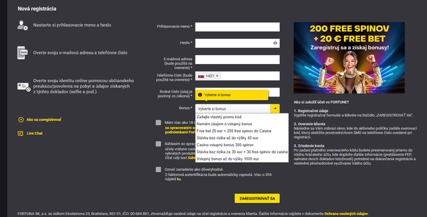 Fortuna promo kód na&nbsp;bonus