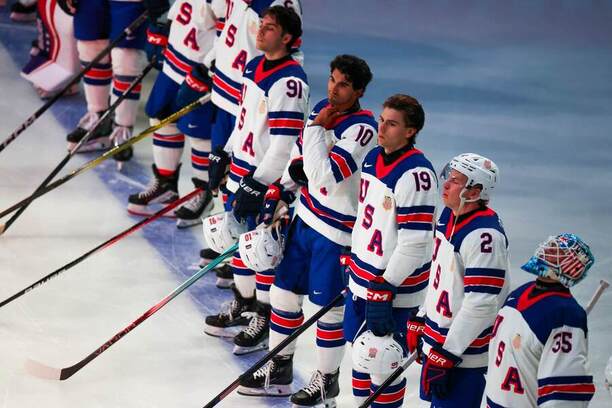 Hokejisti USA pred prípravným zápasom s Nemeckom na MS v hokeji 2025