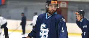 Obranca HC Slovan Bratislava Ryan O'Connor počas tréningu. Obranca HC Slovan Bratislava Ryan O'Connor počas tréningu.