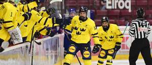 Radosť švédskych hokejistov po góle na Hlinka Gretzky Cupe 2025. Radosť švédskych hokejistov po góle na Hlinka Gretzky Cupe 2025.