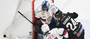 Vpravo útočník HC Košice Matúš Havrila, vľavo obranca HKM Zvolen Michal Beňo. Vpravo útočník HC Košice Matúš Havrila, vľavo obranca HKM Zvolen Michal Beňo.