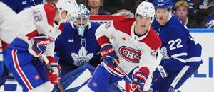 Juraj Slafkovský v zápase proti Torontu v NHL 2025/2026.