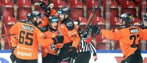 Gólová radosť hráčov HC Košice v zápase Tipsport ligy.