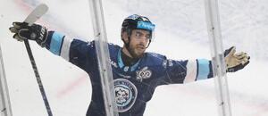 Robby Jackson (HK Nitra) oslavuje gól v Tipsport lige.