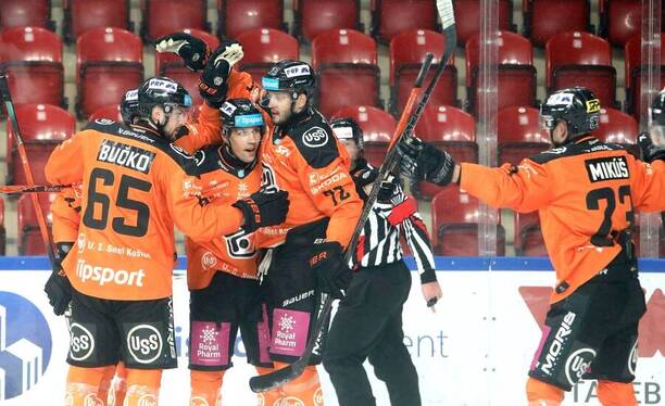 Radosť hráčov HC Košice po strelení gólu v Tipsport lige.