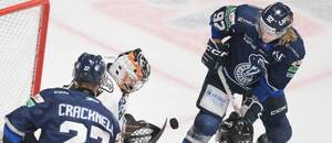 Útočná snaha Popradu v zápase s Košicami.