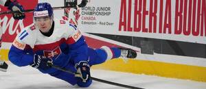 Slovenský útočník Michal Svrček na MS U20 v hokeji 2026.