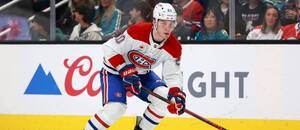 Juraj Slafkovský v zápase proti San Jose Sharks.