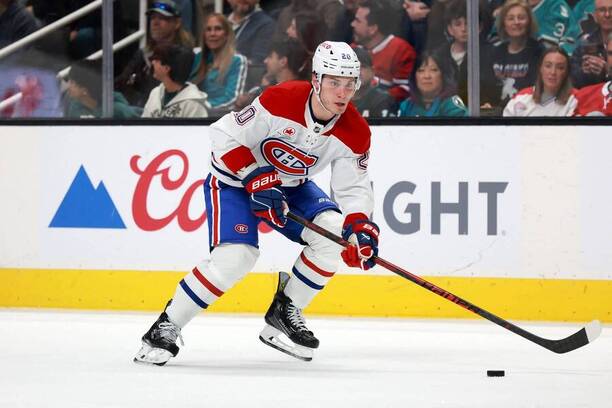 Juraj Slafkovský v&nbsp;zápase proti San Jose Sharks.