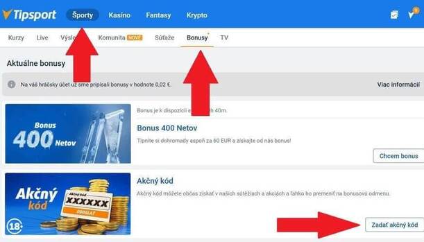 Akčný kód v&nbsp;Tipsporte a&nbsp;jeho použitie