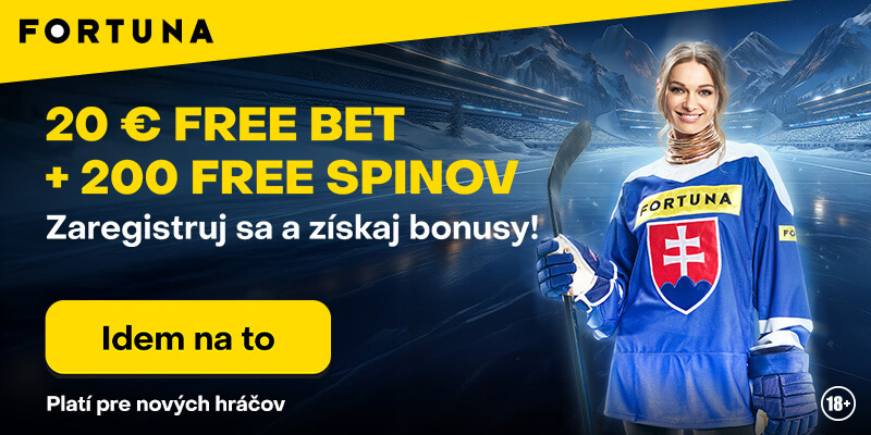 Fortuna 20 € bonus za&nbsp;registráciu