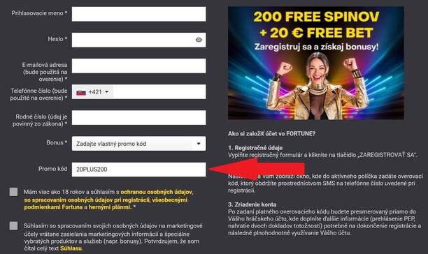 Fortuna promo kód