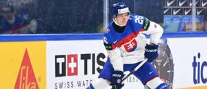 Obranca Slovenska Luka Radivojevič na MS v hokeji 2026.