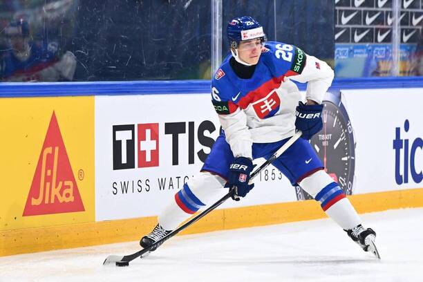 Obranca Slovenska Luka Radivojevič na&nbsp;MS v&nbsp;hokeji 2026.