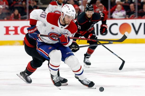 Juraj Slafkovský v&nbsp;play-off NHL 2026 proti Caroline Hurricanes.