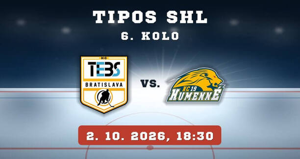 HC crypto4me TEBS Bratislava – HC 19 Humenné, 6.&nbsp;kolo TIPOS SHL, 2.&nbsp;10. 2026
