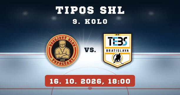 HC MUŠLA Topoľčany – HC crypto4me TEBS Bratislava, 9.&nbsp;kolo TIPOS SHL, 16. 10. 2026